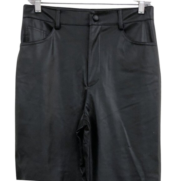 ZARA Black Faux Leather Straight Leg Trousers Womens Size Medium - Picture 4 of 7